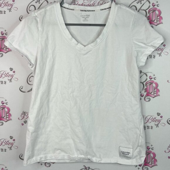 Calvin Klein tee tshirt performance logo emblem Women's Classic White Tee - Picture 1 of 8